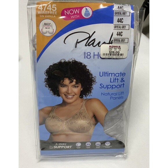Playtex 18 Hour Ultimate Lift & Support Bra Wirefree 4745 Crystal Grey 44C NEW - Picture 1 of 3